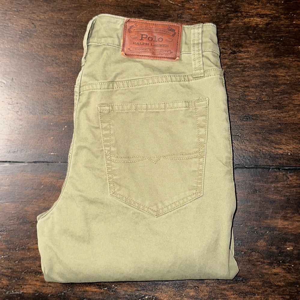Boy’s Khaki/Green Polo by Ralph Lauren Pants - 100% Cotton Size 12